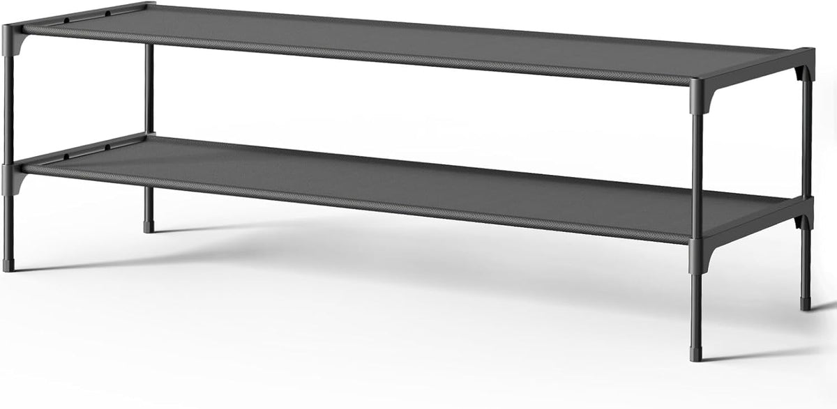 Kitsure Shoe Rack - Non-Woven Shoe Rack Shelf, Shoe Organizer for Closet, Entryway, Garage & Corridor, Stackable Shoe Shelves, 27.5" Wide - 3 Tier, Black