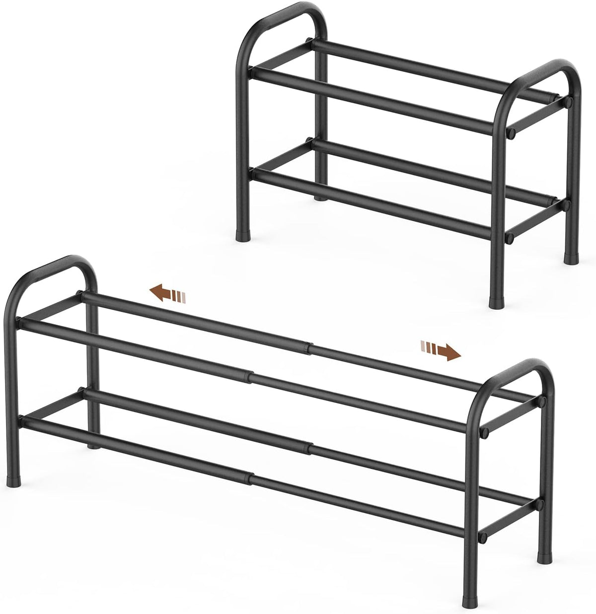 Shoe Rack for Closet, Expandable Shoe Organizer Storage Shelf, Adjustable Metal Free Standing Small Closet Shoe Rack for Entryway, Doorway (3-Tier Black)