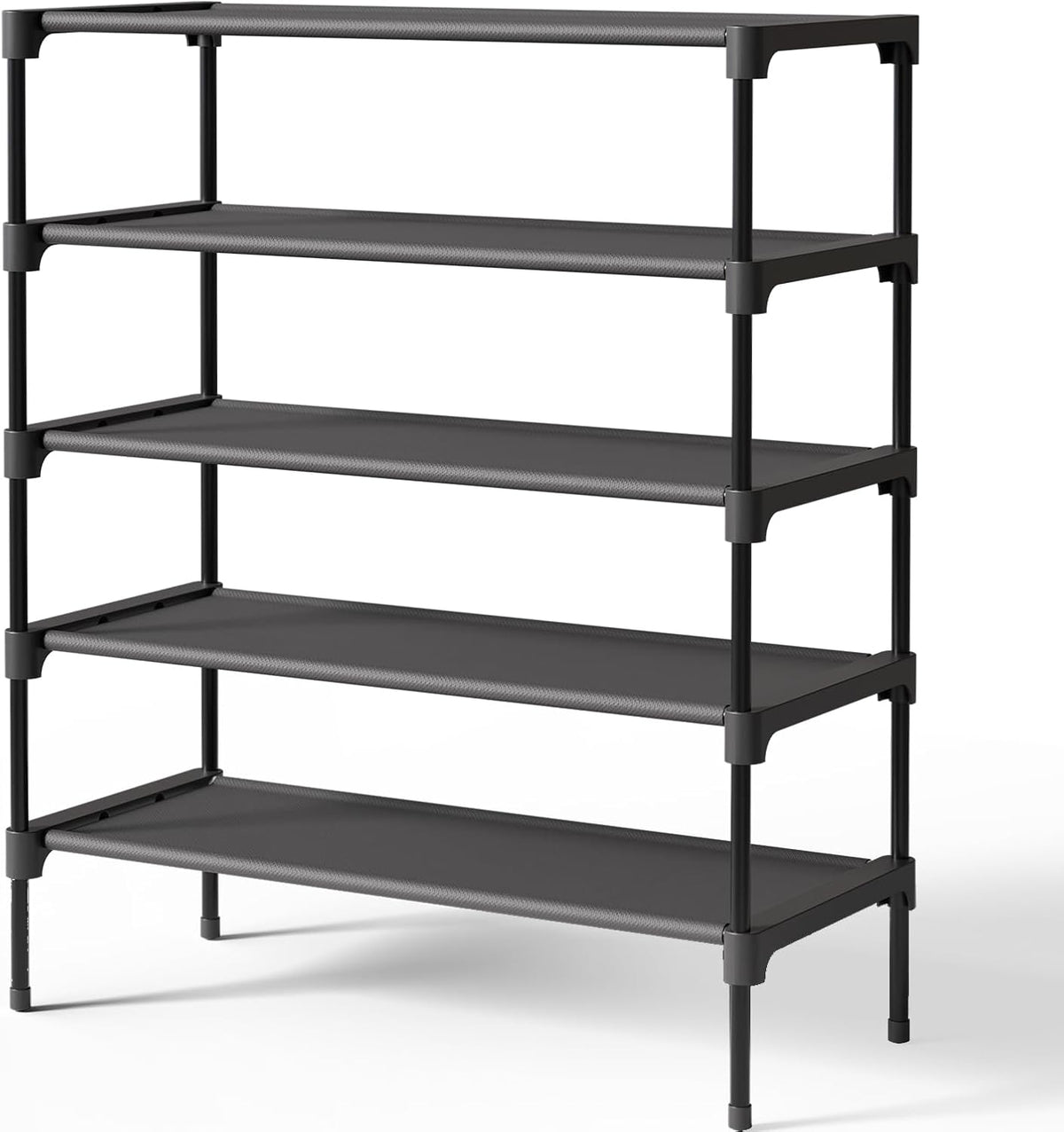 Kitsure Shoe Rack - Non-Woven Shoe Rack Shelf, Shoe Organizer for Closet, Entryway, Garage & Corridor, Stackable Shoe Shelves, 27.5" Wide - 3 Tier, Black