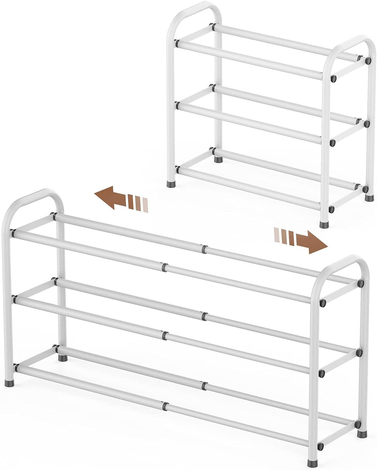 Shoe Rack for Closet, Expandable Shoe Organizer Storage Shelf, Adjustable Metal Free Standing Small Closet Shoe Rack for Entryway, Doorway (3-Tier Black)