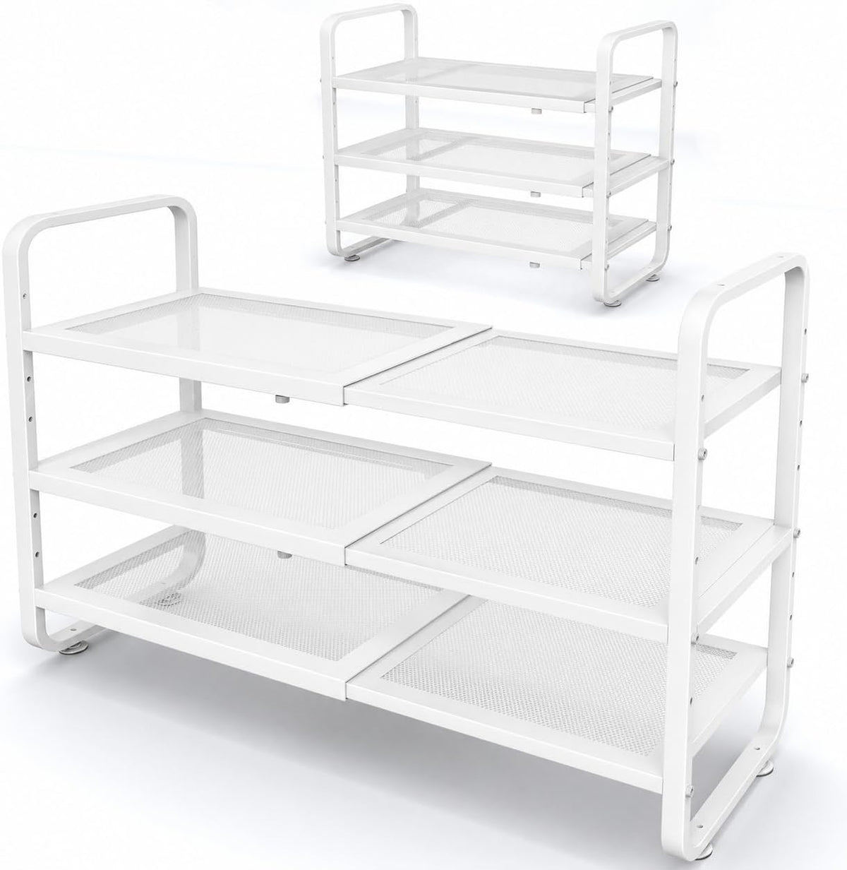 SNTD Shoe Rack - Expandable Shoe Organizer for Closet, Adjustable Metal Shoe Shelf Storage, Stackable Long Shoe Stand Holder for Garage, Entryway, Door Entrance (Black, 2-Tier)