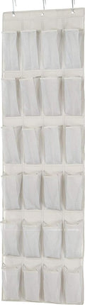 Amazon Basics 24 Medium Mesh Pocket Over-the-Door Hanging Shoe Organizer, Space Saving Shoe Storage, Light Grey | Over-the-Door