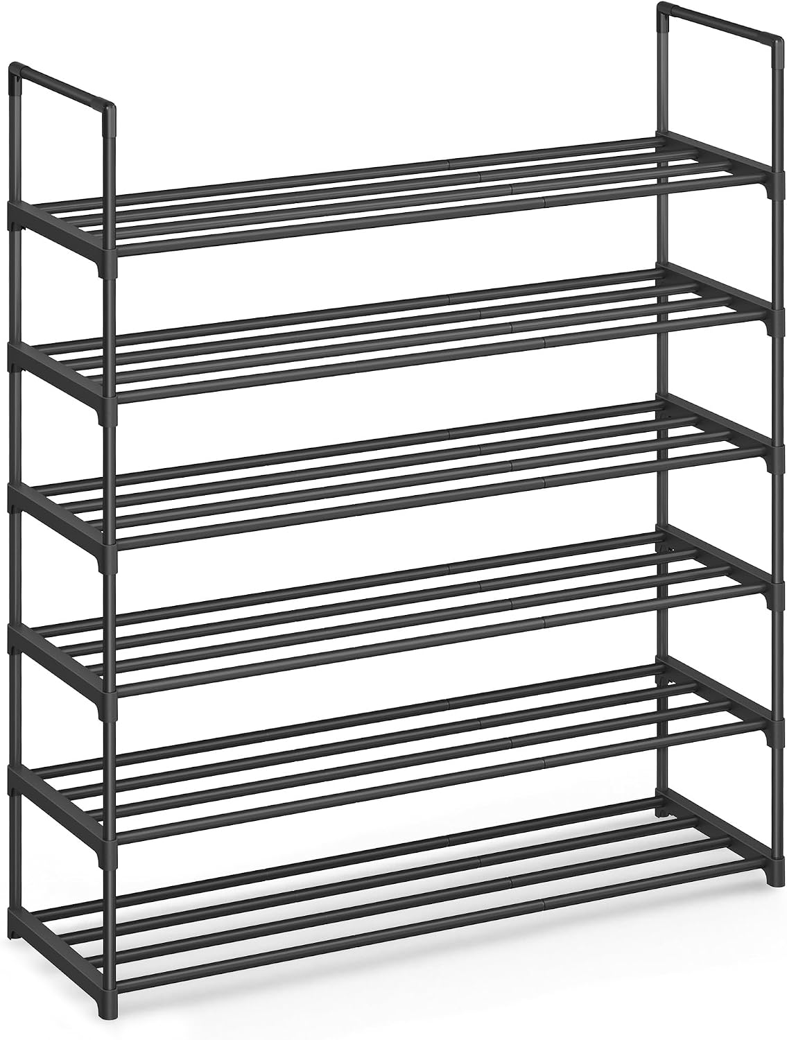 Shoe Rack, 3-Tier Shoe Organizer, Metal Storage Shelf, Upright or Upside Down, for 16-20 Pairs, Stackable, for Entryway, 11.8 x 36.2 x 21.7 Inches, Black ULSA303B02