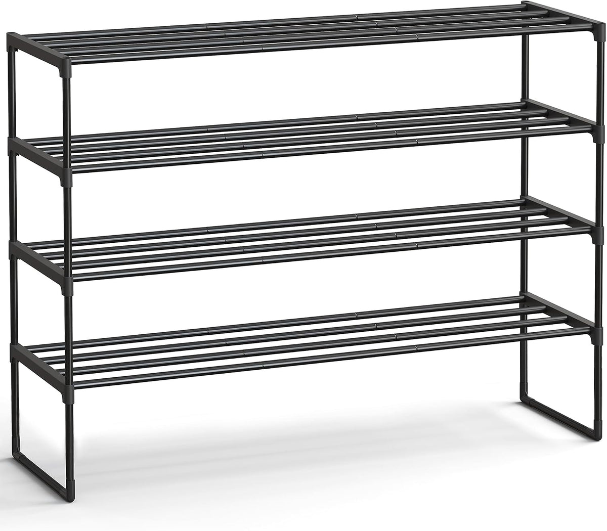 Shoe Rack, 3-Tier Shoe Organizer, Metal Storage Shelf, Upright or Upside Down, for 16-20 Pairs, Stackable, for Entryway, 11.8 x 36.2 x 21.7 Inches, Black ULSA303B02