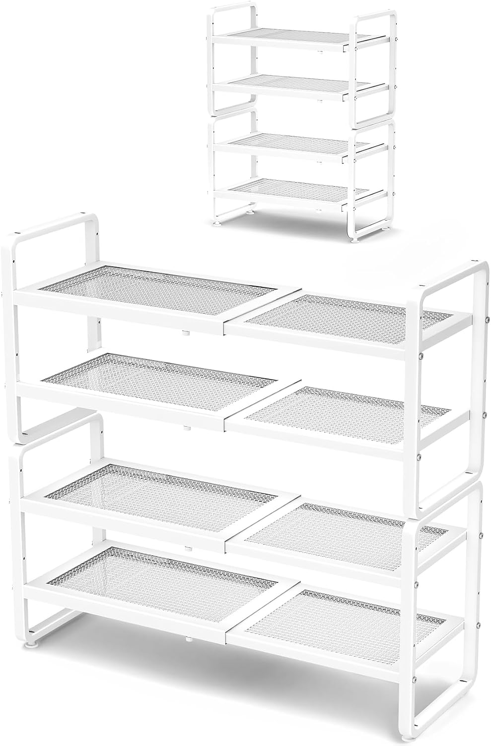 SNTD Shoe Rack - Expandable Shoe Organizer for Closet, Adjustable Metal Shoe Shelf Storage, Stackable Long Shoe Stand Holder for Garage, Entryway, Door Entrance (Black, 2-Tier)