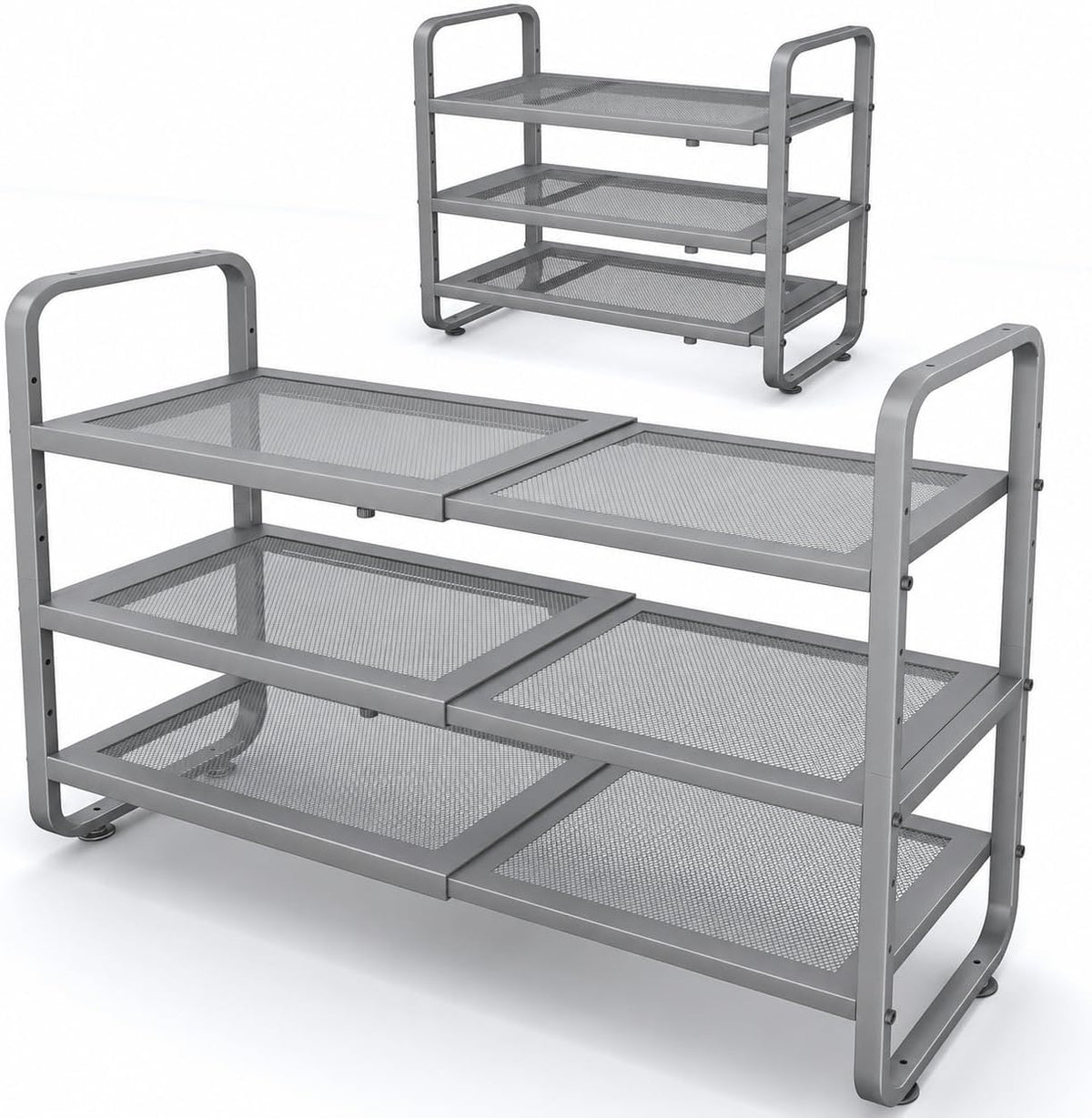 SNTD Shoe Rack - Expandable Shoe Organizer for Closet, Adjustable Metal Shoe Shelf Storage, Stackable Long Shoe Stand Holder for Garage, Entryway, Door Entrance (Black, 2-Tier)