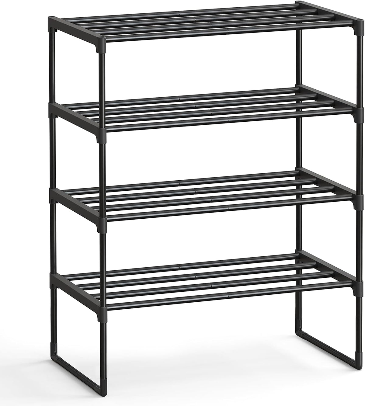 Shoe Rack, 3-Tier Shoe Organizer, Metal Storage Shelf, Upright or Upside Down, for 16-20 Pairs, Stackable, for Entryway, 11.8 x 36.2 x 21.7 Inches, Black ULSA303B02