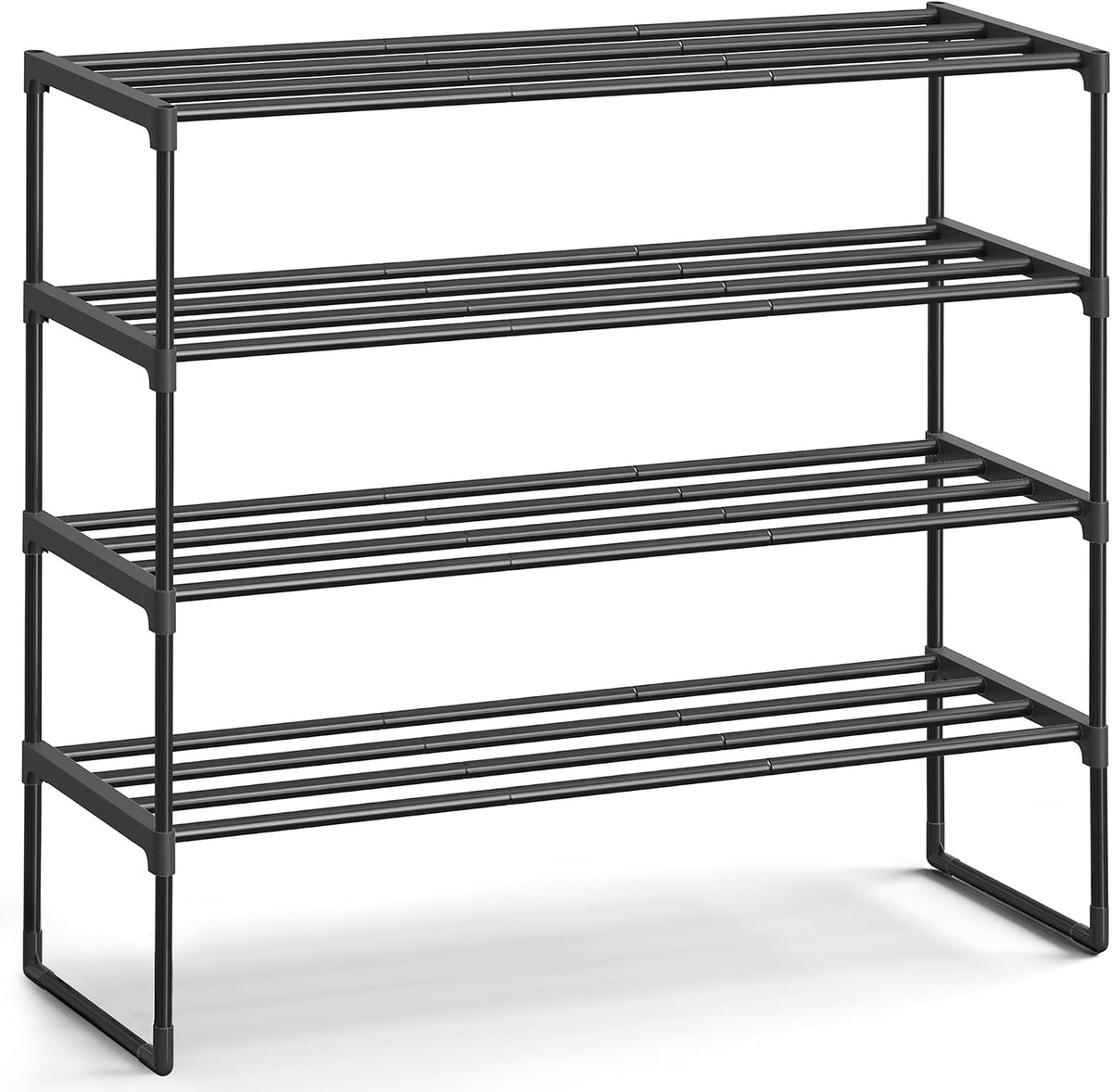 Shoe Rack, 3-Tier Shoe Organizer, Metal Storage Shelf, Upright or Upside Down, for 16-20 Pairs, Stackable, for Entryway, 11.8 x 36.2 x 21.7 Inches, Black ULSA303B02
