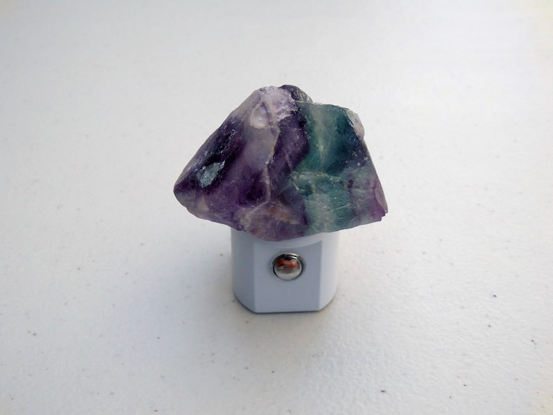 Rainbow and Green Fluorite "Rough" LED Gemstone Sensor Night Lights in Assorted Colors