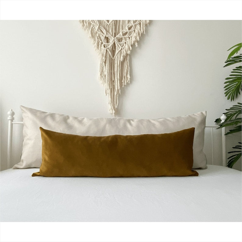 Extra Long Lumbar Pillow Cover, Copper Bronze Velvet Throw Pillow, All Custom Size, Velvet Decorative Pillow, (Only Cover) 20x54, 14x36