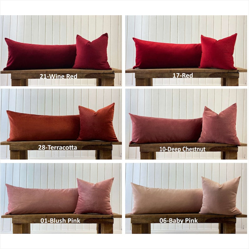 Extra Long Lumbar Pillow Cover, Copper Bronze Velvet Throw Pillow, All Custom Size, Velvet Decorative Pillow, (Only Cover) 20x54, 14x36