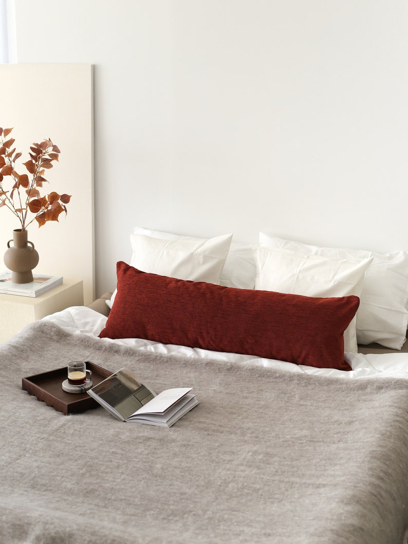 Linen Custom Lumbar Pillow Case, Long & Large Oversized Linen Throw Pillow Cover, Linen Modern Cushion Cover, Invisible Zipper, 14x40, 16x47