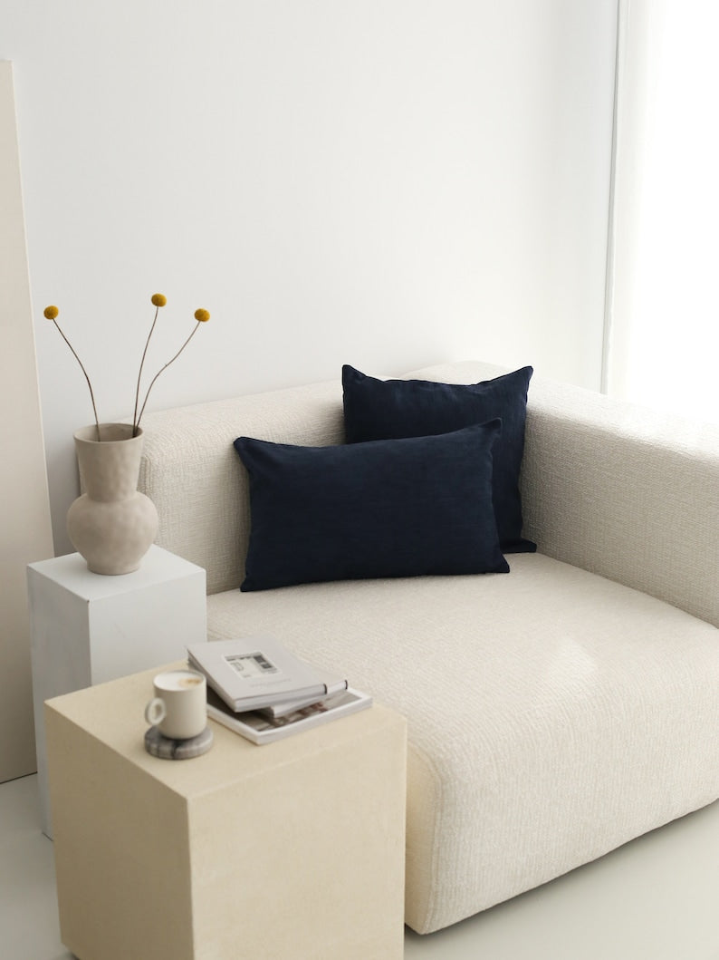Linen Custom Lumbar Pillow Case, Long & Large Oversized Linen Throw Pillow Cover, Linen Modern Cushion Cover, Invisible Zipper, 14x40, 16x47