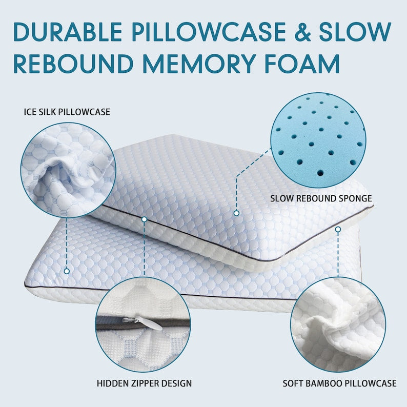 Gel Memory Foam Pillows, Side, Back And Stomach Sleepers, King Pillows for Sleeping, Breathable Washable Cover, Bed Pillows