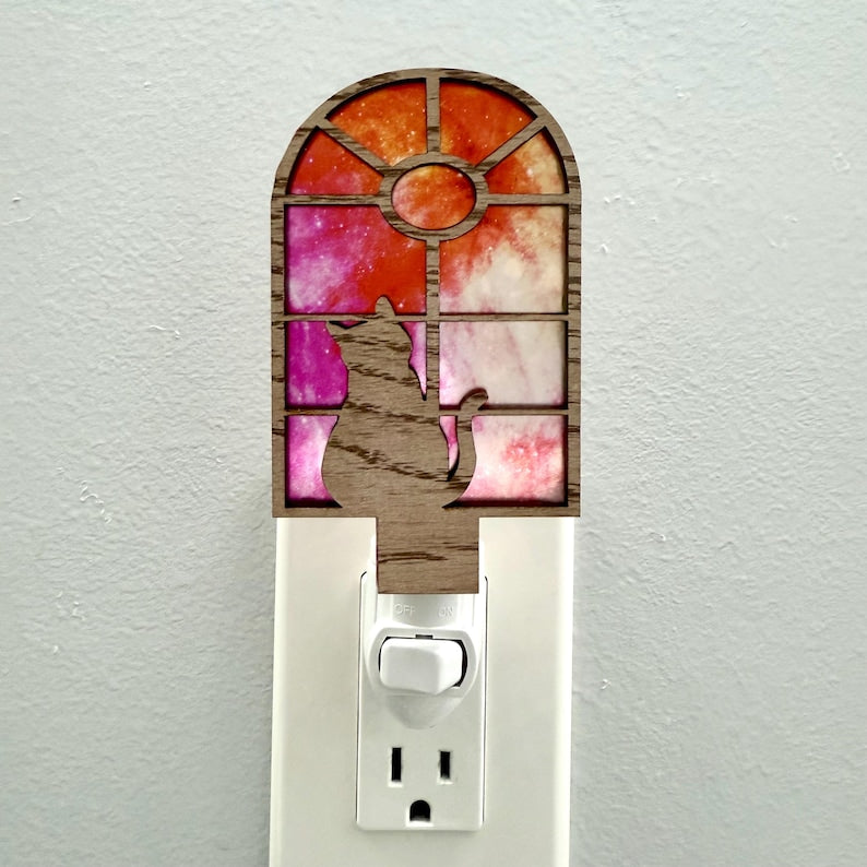 Cats and Books Night Light, Plug in Nightlight Cats,Birthday Gift for Cat Lover, Cat Lover Gift for Girls, Cat Home Decor, Cat Lady Gift