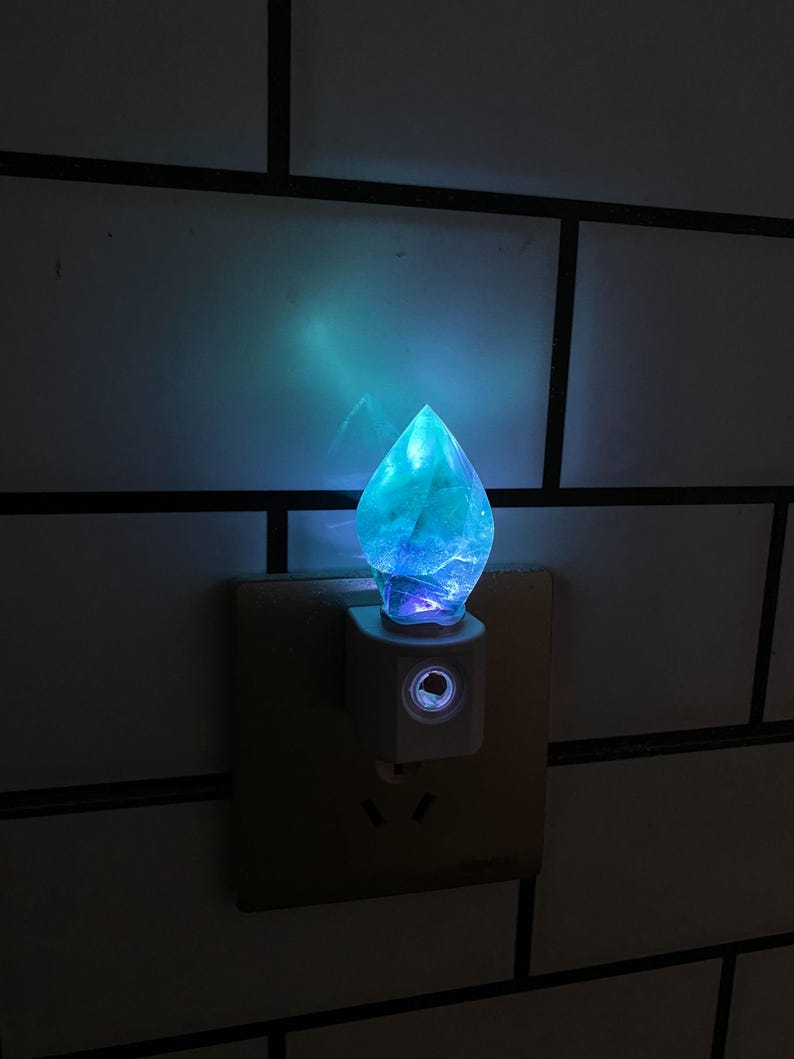 Natural Fluorite Freeform Night Light With Light Sensor | Baby Shower Gift | Nursery Night Lamp (120V US/Canada Plug)  | Crystal Gift