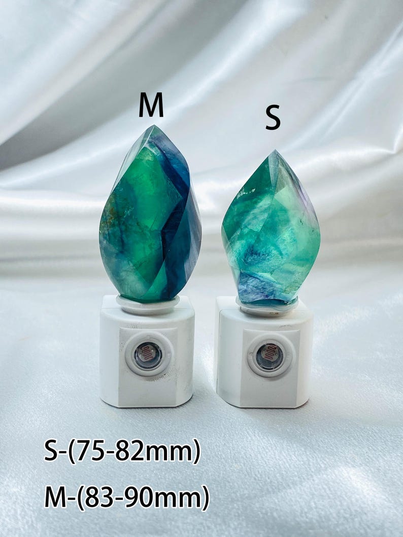 Natural Fluorite Freeform Night Light With Light Sensor | Baby Shower Gift | Nursery Night Lamp (120V US/Canada Plug)  | Crystal Gift
