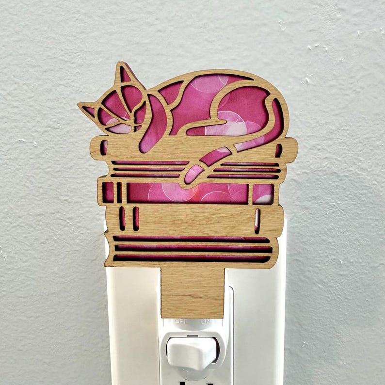 Cats and Books Night Light, Plug in Nightlight Cats,Birthday Gift for Cat Lover, Cat Lover Gift for Girls, Cat Home Decor, Cat Lady Gift