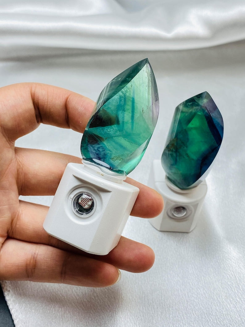 Natural Fluorite Freeform Night Light With Light Sensor | Baby Shower Gift | Nursery Night Lamp (120V US/Canada Plug)  | Crystal Gift
