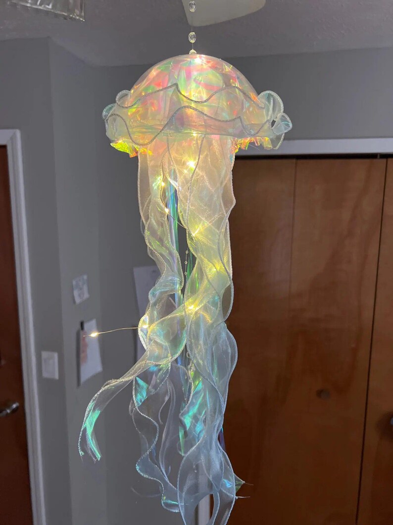 Aesthetic LED Jellyfish Lamp - Bedroom Night Lamp, Bedroom Night Light, Room And Home Decoration, Jellyfish Decor, Boho, Fantasy Nightlight