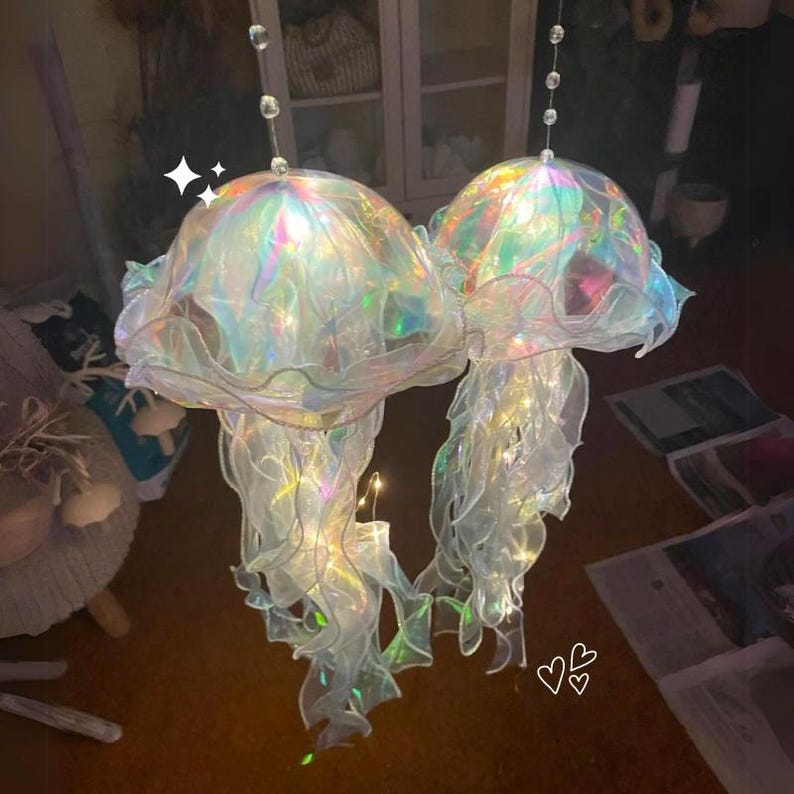 Aesthetic LED Jellyfish Lamp - Bedroom Night Lamp, Bedroom Night Light, Room And Home Decoration, Jellyfish Decor, Boho, Fantasy Nightlight