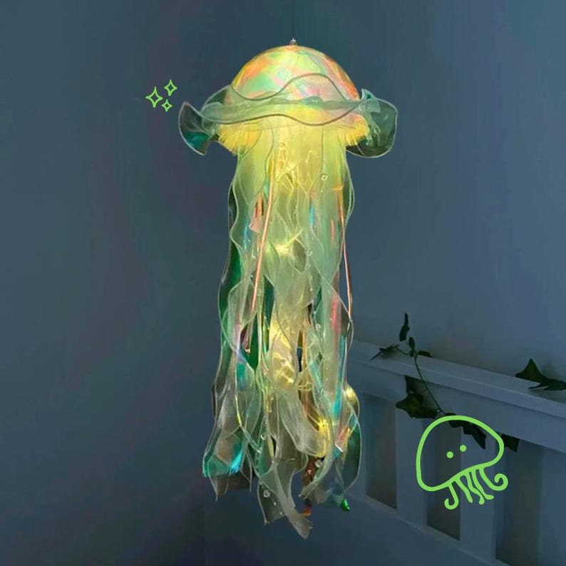 Aesthetic LED Jellyfish Lamp - Bedroom Night Lamp, Bedroom Night Light, Room And Home Decoration, Jellyfish Decor, Boho, Fantasy Nightlight