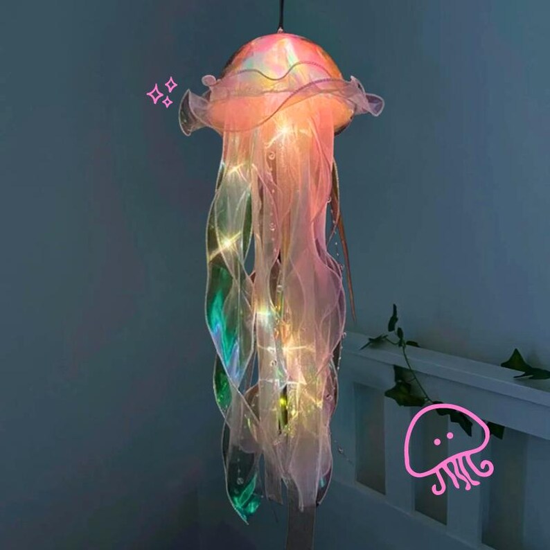 Aesthetic LED Jellyfish Lamp - Bedroom Night Lamp, Bedroom Night Light, Room And Home Decoration, Jellyfish Decor, Boho, Fantasy Nightlight