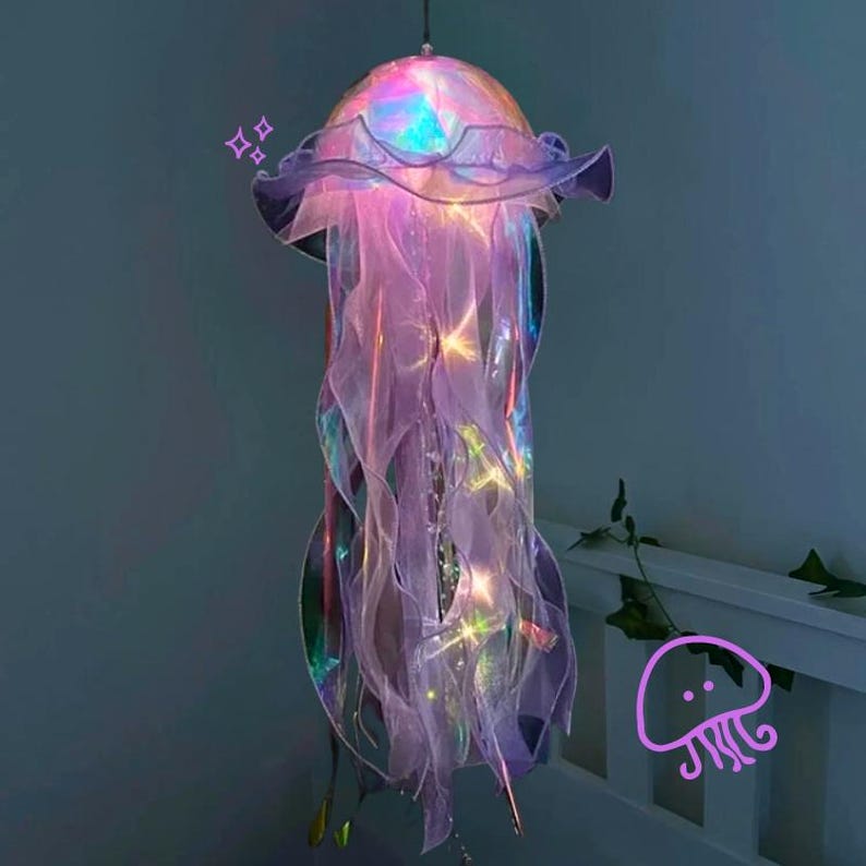 Aesthetic LED Jellyfish Lamp - Bedroom Night Lamp, Bedroom Night Light, Room And Home Decoration, Jellyfish Decor, Boho, Fantasy Nightlight
