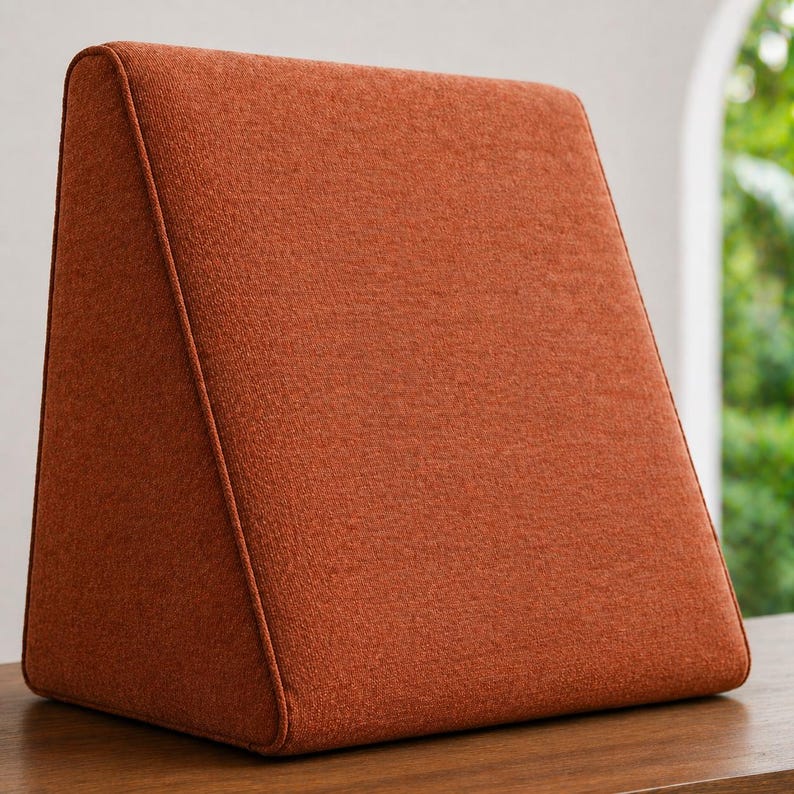 Custom Tapered Bolster Cushion, Lumbar Support Wedge Pillow, Velvet, Chenille, Linen