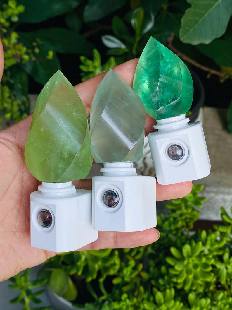 Natural Fluorite Freeform Night Light With Light Sensor | Baby Shower Gift | Nursery Night Lamp (120V US/Canada Plug)  | Crystal Gift