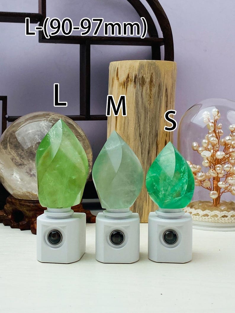 Natural Fluorite Freeform Night Light With Light Sensor | Baby Shower Gift | Nursery Night Lamp (120V US/Canada Plug)  | Crystal Gift