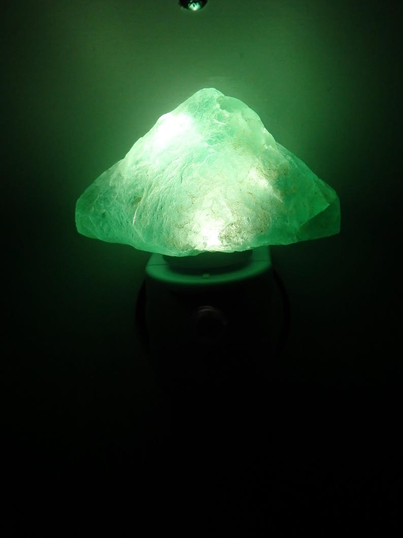 Rainbow and Green Fluorite "Rough" LED Gemstone Sensor Night Lights in Assorted Colors