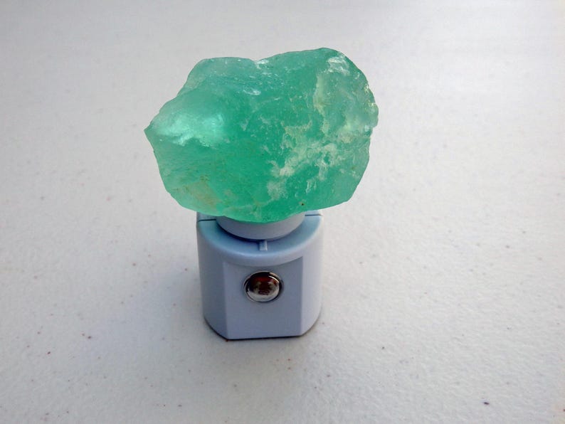Rainbow and Green Fluorite "Rough" LED Gemstone Sensor Night Lights in Assorted Colors